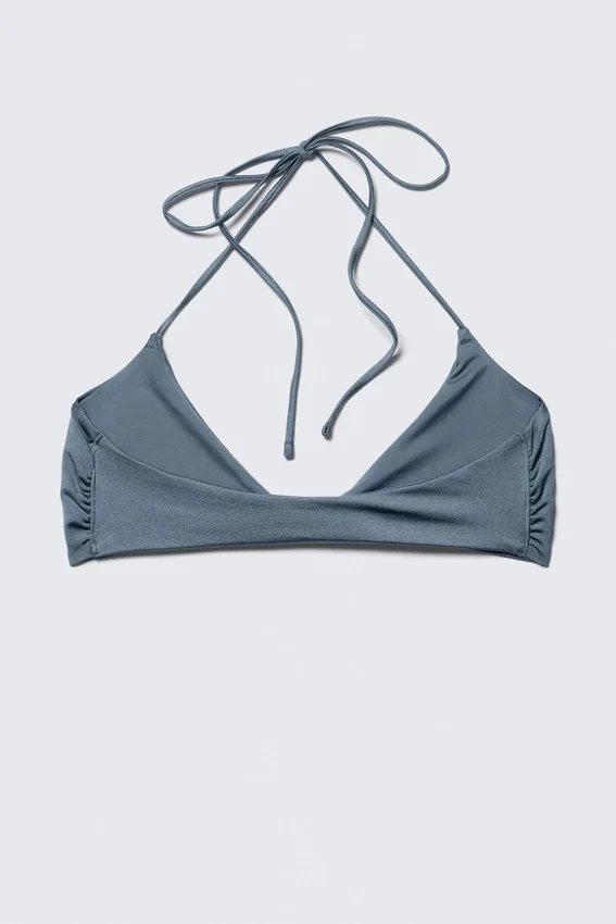 Turn Halter Bikini Top – Dusty Blue – Shimmer Turn Halter Bikini Top – Dusty Blue – Shimmer