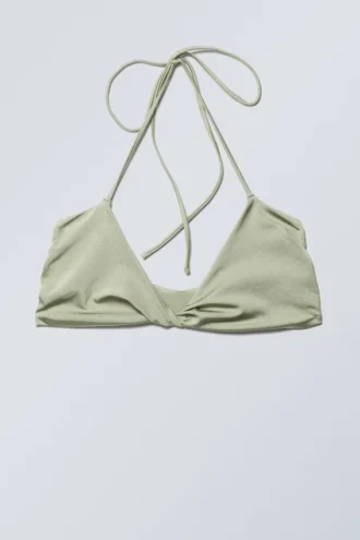 Turn Halter Bikini Top – Light Dusty Khaki