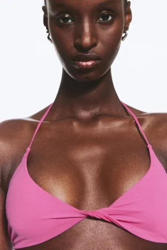 Turn Halter Bikini Top – Pink