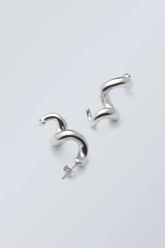 Twisted Swirly Earrings – Silver-Coloured