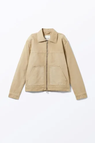 Two-Way Zip Oxford Jacket – Dusty Beige