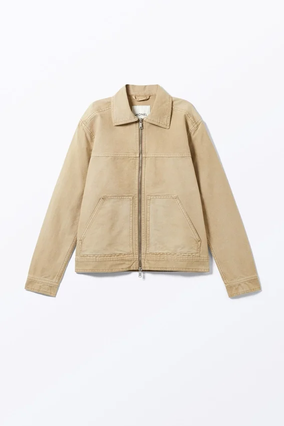 Two-Way Zip Oxford Jacket – Dusty Beige Two-Way Zip Oxford Jacket – Dusty Beige