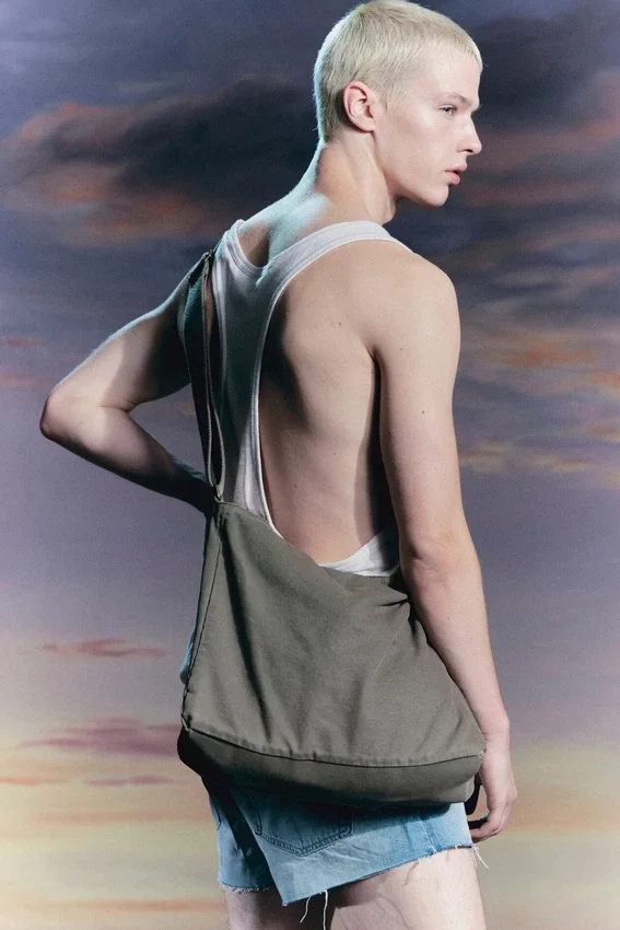 Unisex Canvas Shoulder Bag – Khaki Green Unisex Canvas Shoulder Bag – Khaki Green