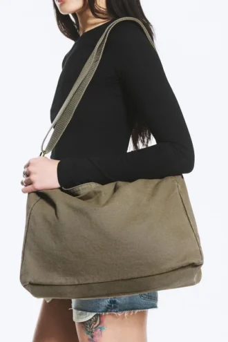 Unisex Canvas Shoulder Bag – Khaki Green