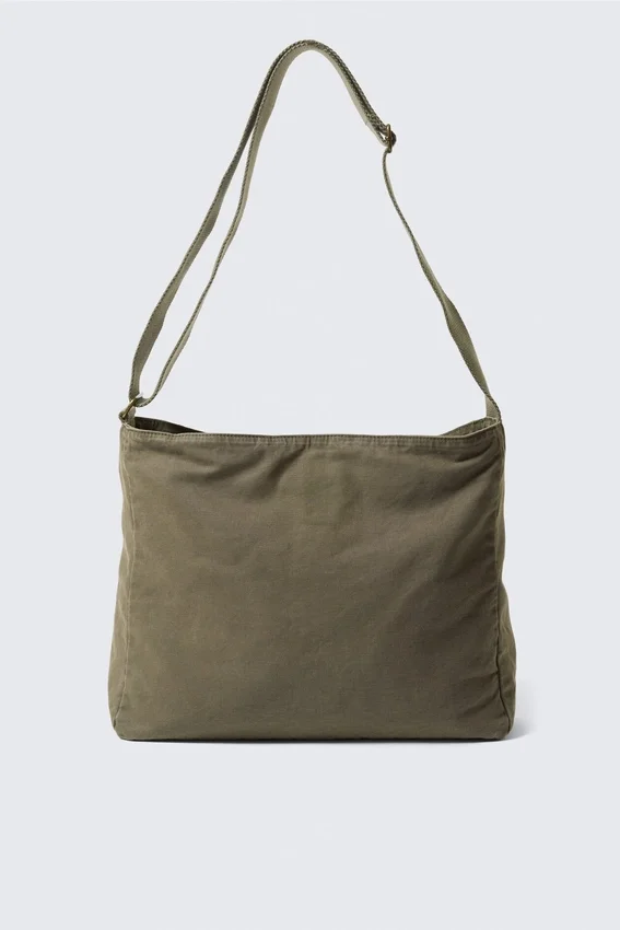 Unisex Canvas Shoulder Bag – Khaki Green Unisex Canvas Shoulder Bag – Khaki Green