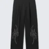 Uno Loose Embroidered Suit Trousers – Embroidered Black Uno Loose Embroidered Suit Trousers – Embroidered Black