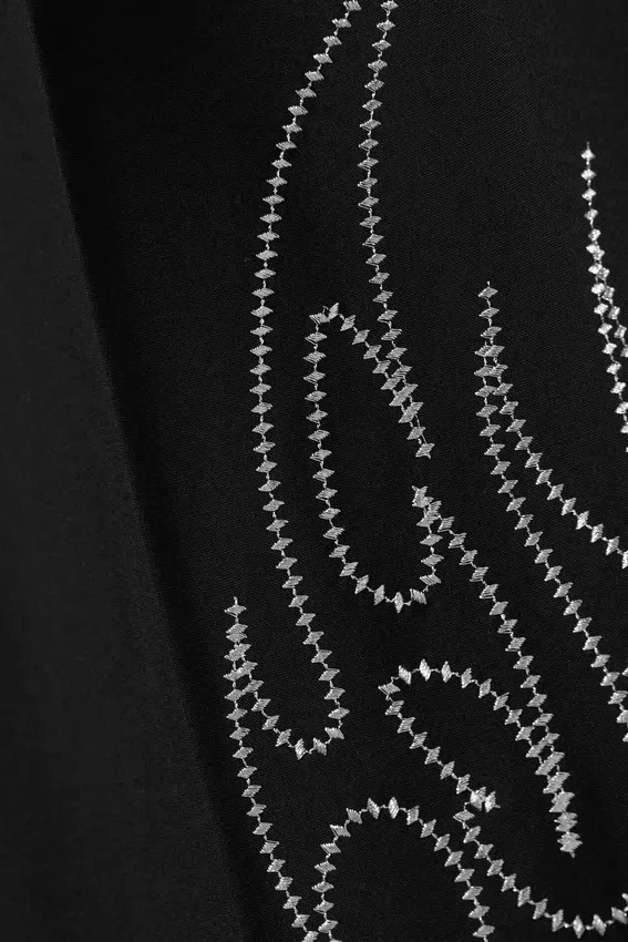Uno Loose Embroidered Suit Trousers – Embroidered Black Uno Loose Embroidered Suit Trousers – Embroidered Black