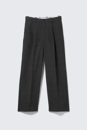 Uno Loose Heavyweight Suit Trousers – Checked Black