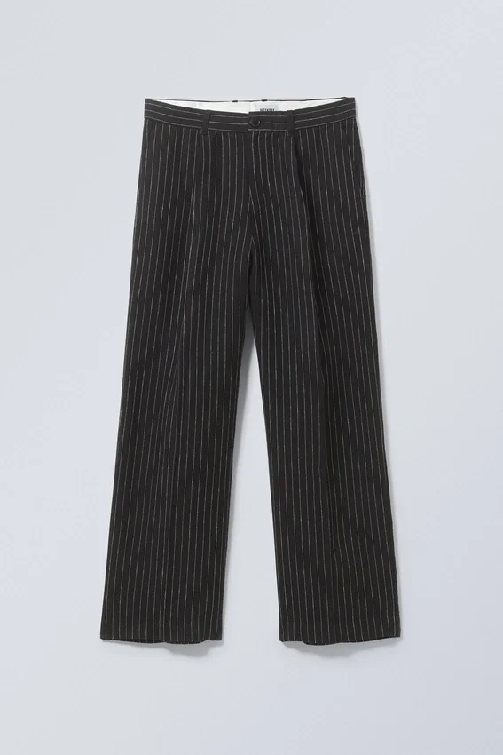 Uno Loose Linen Suit Trouser – Black Pinstripe Uno Loose Linen Suit Trouser – Black Pinstripe