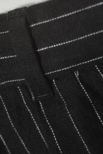 Uno Loose Linen Suit Trouser – Black Pinstripe