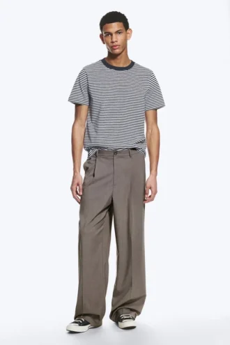 Uno Loose Suit Trousers – Dark Beige Melange