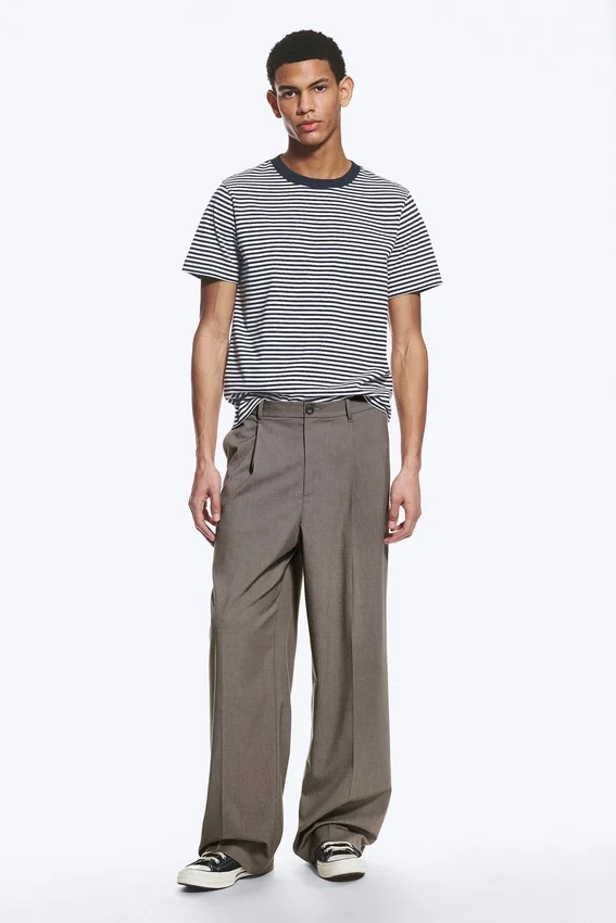 Uno Loose Suit Trousers – Dark Beige Melange Uno Loose Suit Trousers – Dark Beige Melange