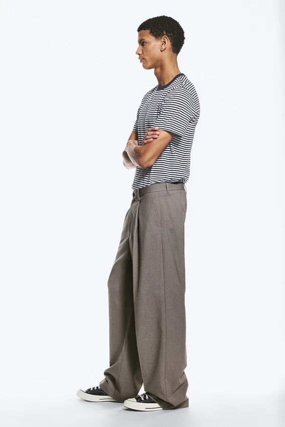Uno Loose Suit Trousers – Dark Beige Melange Uno Loose Suit Trousers – Dark Beige Melange