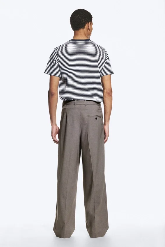 Uno Loose Suit Trousers – Dark Beige Melange Uno Loose Suit Trousers – Dark Beige Melange