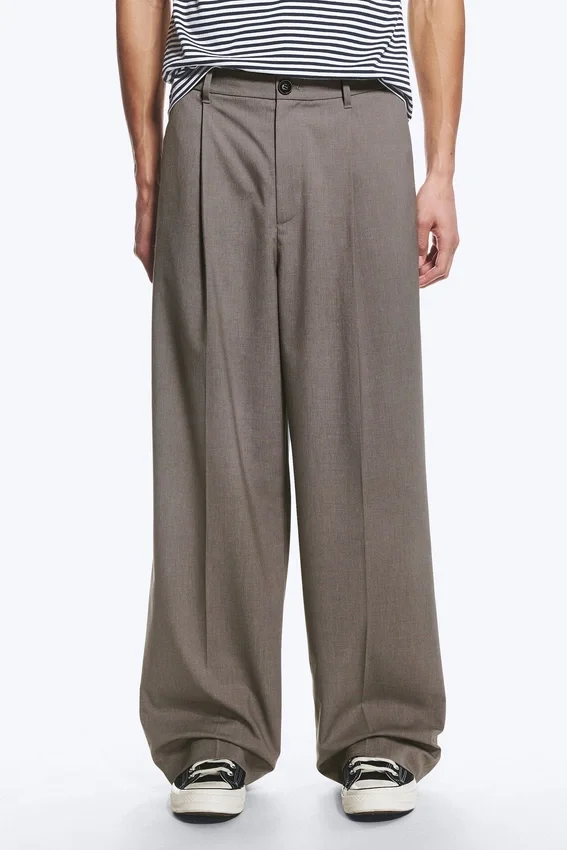 Uno Loose Suit Trousers – Dark Beige Melange Uno Loose Suit Trousers – Dark Beige Melange