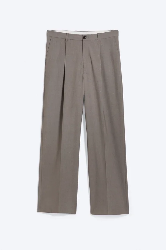 Uno Loose Suit Trousers – Dark Beige Melange Uno Loose Suit Trousers – Dark Beige Melange