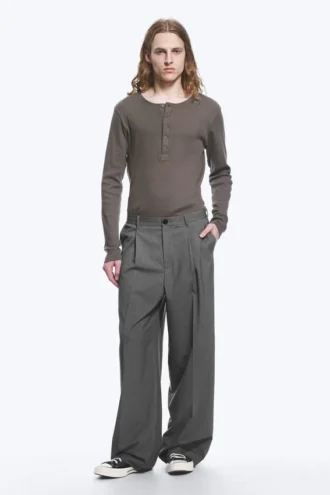 Uno Loose Suit Trousers – Dark Grey Melange