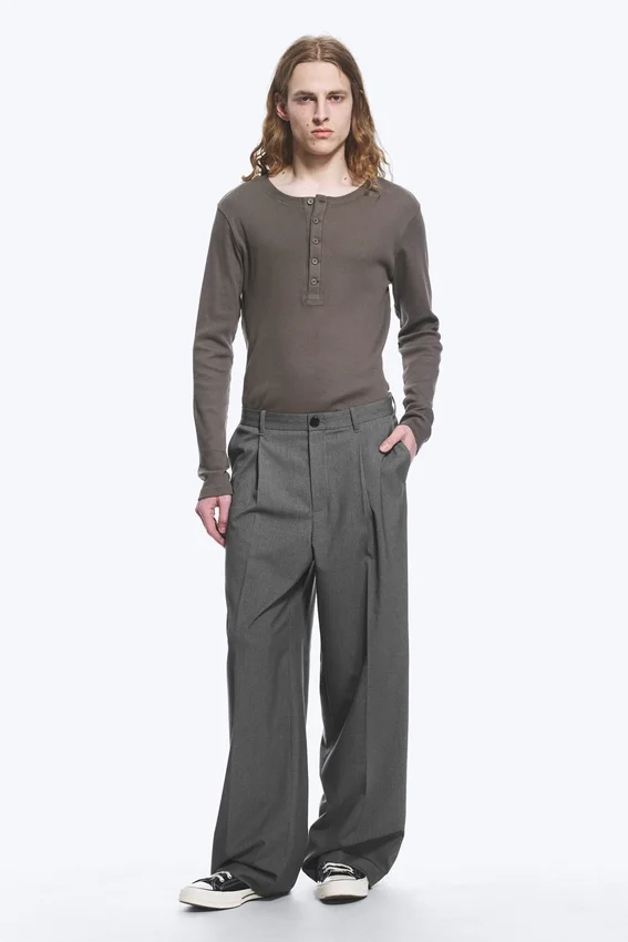 Uno Loose Suit Trousers – Dark Grey Melange Uno Loose Suit Trousers – Dark Grey Melange