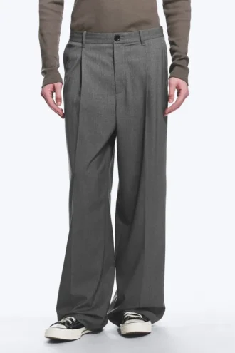 Uno Loose Suit Trousers – Dark Grey Melange
