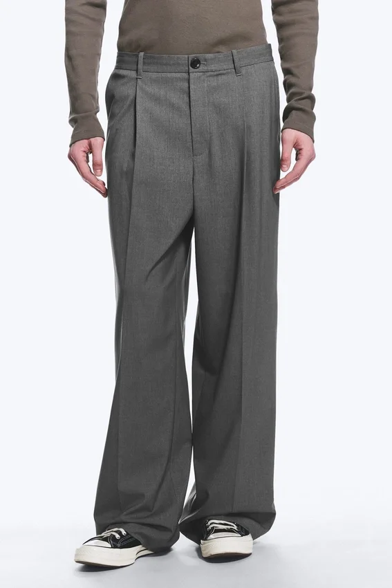 Uno Loose Suit Trousers – Dark Grey Melange Uno Loose Suit Trousers – Dark Grey Melange