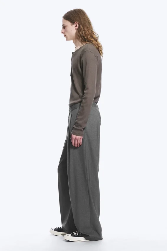 Uno Loose Suit Trousers – Dark Grey Melange Uno Loose Suit Trousers – Dark Grey Melange