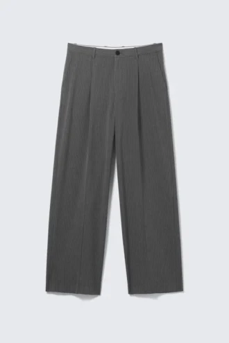Uno Loose Suit Trousers – Dark Grey – Pinstripe