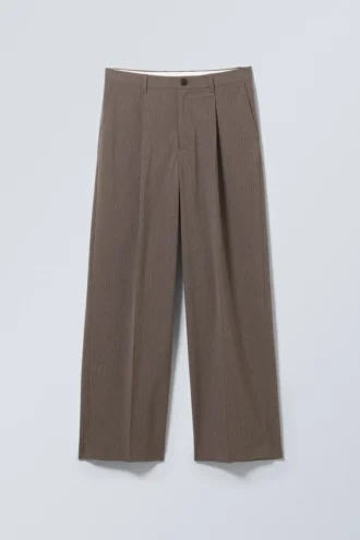 Uno Loose Suit Trousers – Pinstriped Dark Mole
