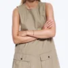 Utility Cotton Canvas Mini Pinafore Dress – Beige Utility Cotton Canvas Mini Pinafore Dress – Beige