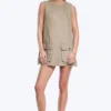 Utility Cotton Canvas Mini Pinafore Dress – Beige Utility Cotton Canvas Mini Pinafore Dress – Beige