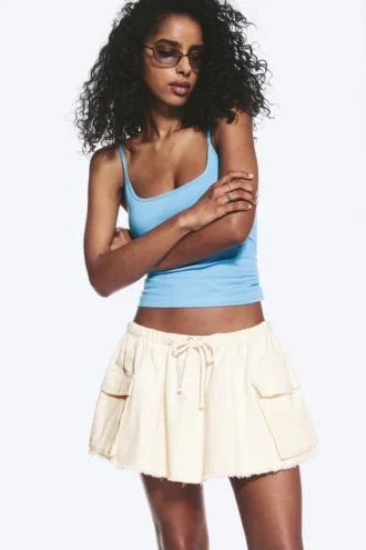Utility Twill Mini Skirt – Off-White Utility Twill Mini Skirt – Off-White