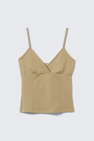 V-Neck Cotton Singlet – Beige