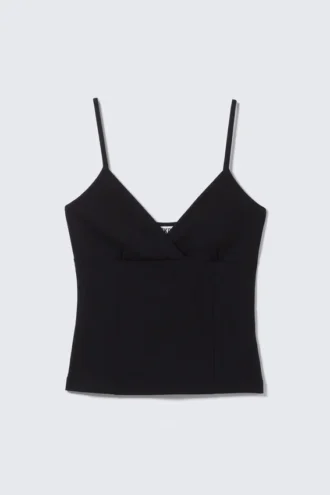 V-Neck Cotton Singlet – Black