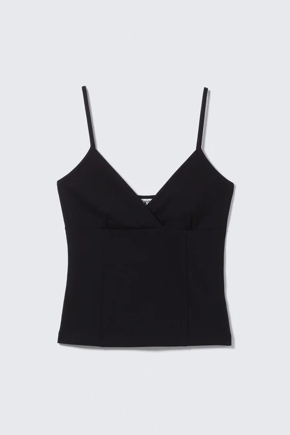 V-Neck Cotton Singlet – Black V-Neck Cotton Singlet – Black