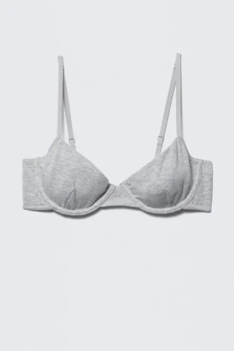 V-Neck Cotton Wire Bra – Grey Melange