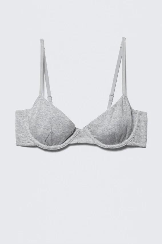 V-Neck Cotton Wire Bra – Grey Melange V-Neck Cotton Wire Bra – Grey Melange