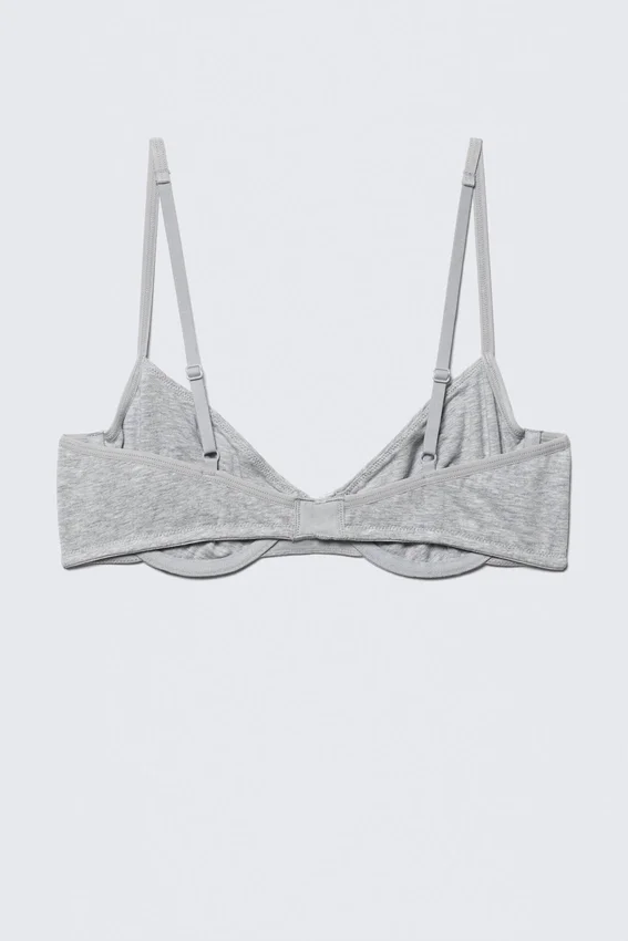 V-Neck Cotton Wire Bra – Grey Melange V-Neck Cotton Wire Bra – Grey Melange