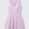 V-Neck Fit-And-Flare Scuba Dress – Lilac V-Neck Fit-And-Flare Scuba Dress – Lilac