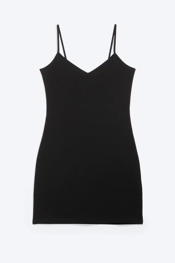 V-Neck Jersey Mini Dress – Black V-Neck Jersey Mini Dress – Black