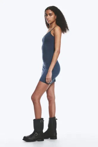 V-Neck Jersey Mini Dress – Dark Blue