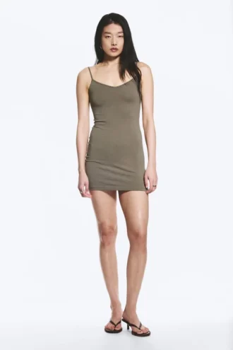 V-Neck Jersey Mini Dress – Dusty Grey