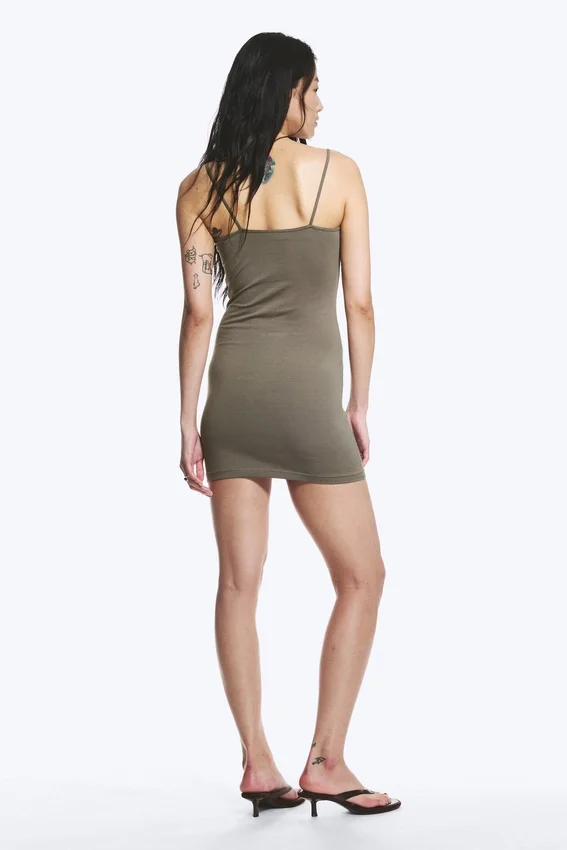 V-Neck Jersey Mini Dress – Dusty Grey V-Neck Jersey Mini Dress – Dusty Grey