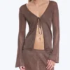 V-Neck Knitted Cardigan – Brown V-Neck Knitted Cardigan – Brown