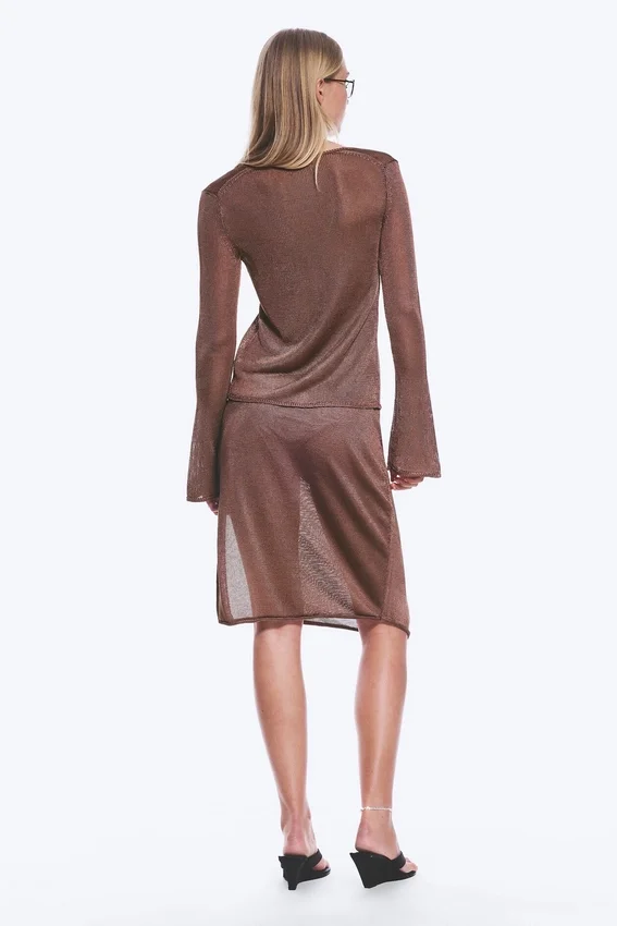 V-Neck Knitted Cardigan – Brown V-Neck Knitted Cardigan – Brown
