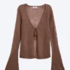 V-Neck Knitted Cardigan – Brown V-Neck Knitted Cardigan – Brown