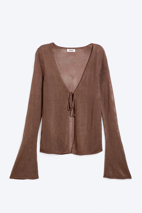 V-Neck Knitted Cardigan – Brown V-Neck Knitted Cardigan – Brown