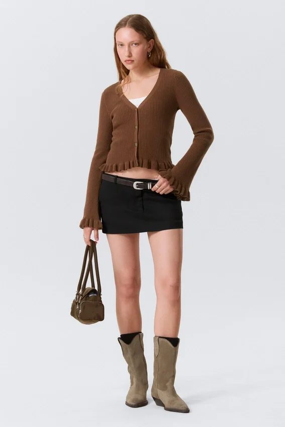 V-Neck Knitted Cardigan – Dark Brown V-Neck Knitted Cardigan – Dark Brown
