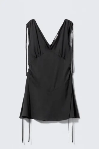 V-Neck Sleeveless Strap Mini Dress – Dark Grey
