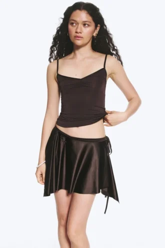 V-Neck Strap Top – Dark Brown