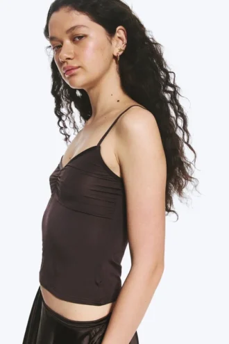 V-Neck Strap Top – Dark Brown