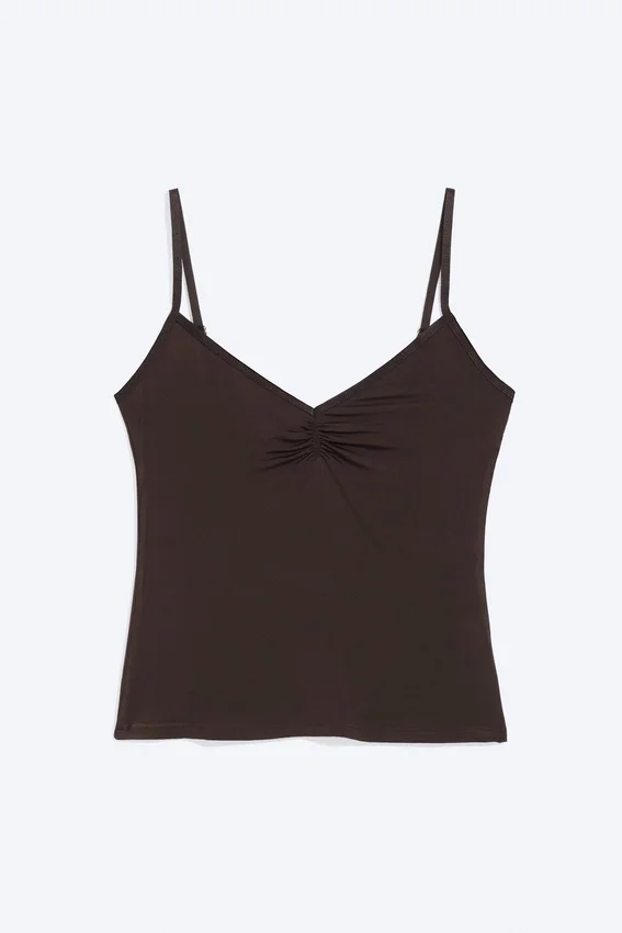 V-Neck Strap Top – Dark Brown V-Neck Strap Top – Dark Brown